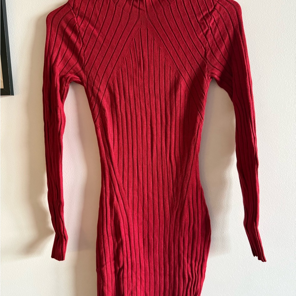 Abercrombie & Fitch Women's Cowl Neck Sweater Mini Dress in Rich Red